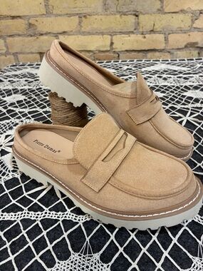 Pierre Dumas Mora Tan Faux Suede Chunky Slip-On Loafers, 9